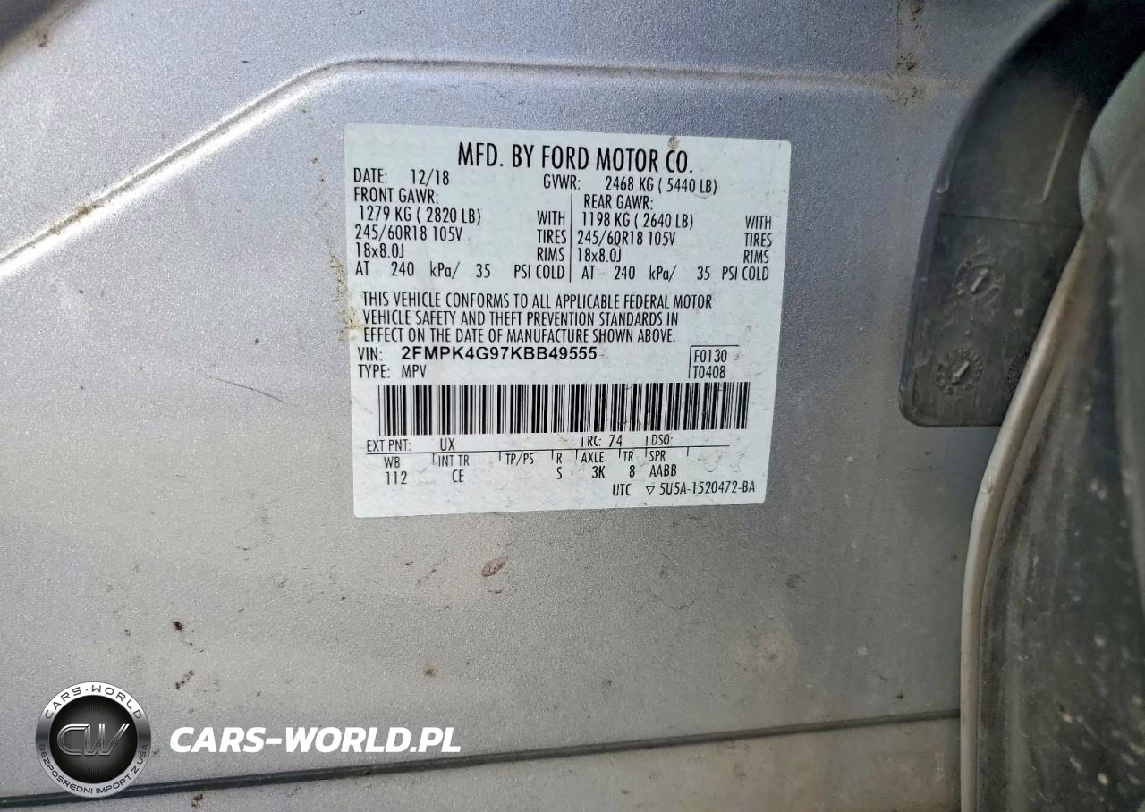 2019 Ford Edge Se VIN:2FMPK4G97KBB49555 - 12