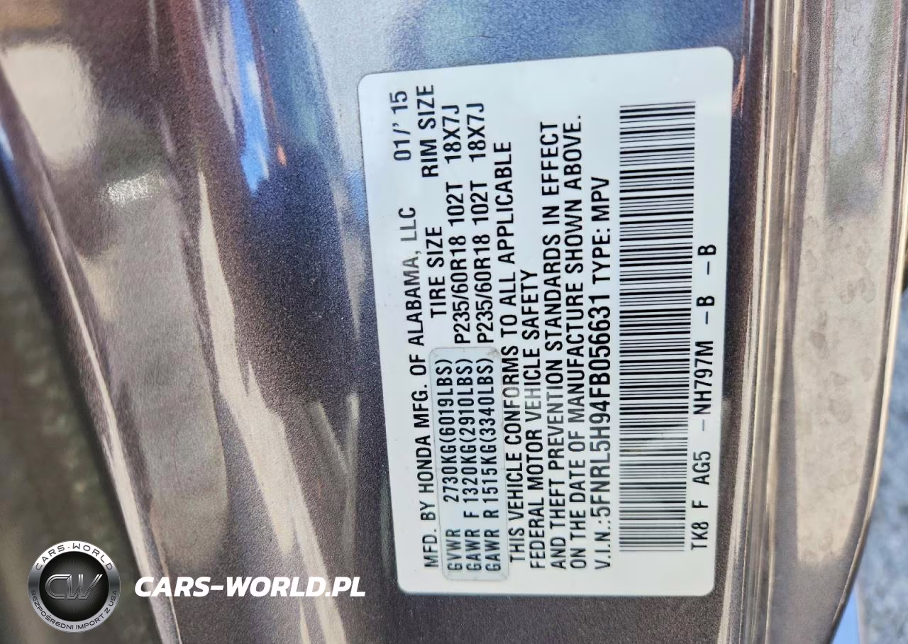 2015 Honda Odyssey Touring VIN:5FNRL5H94FB056631 - 13