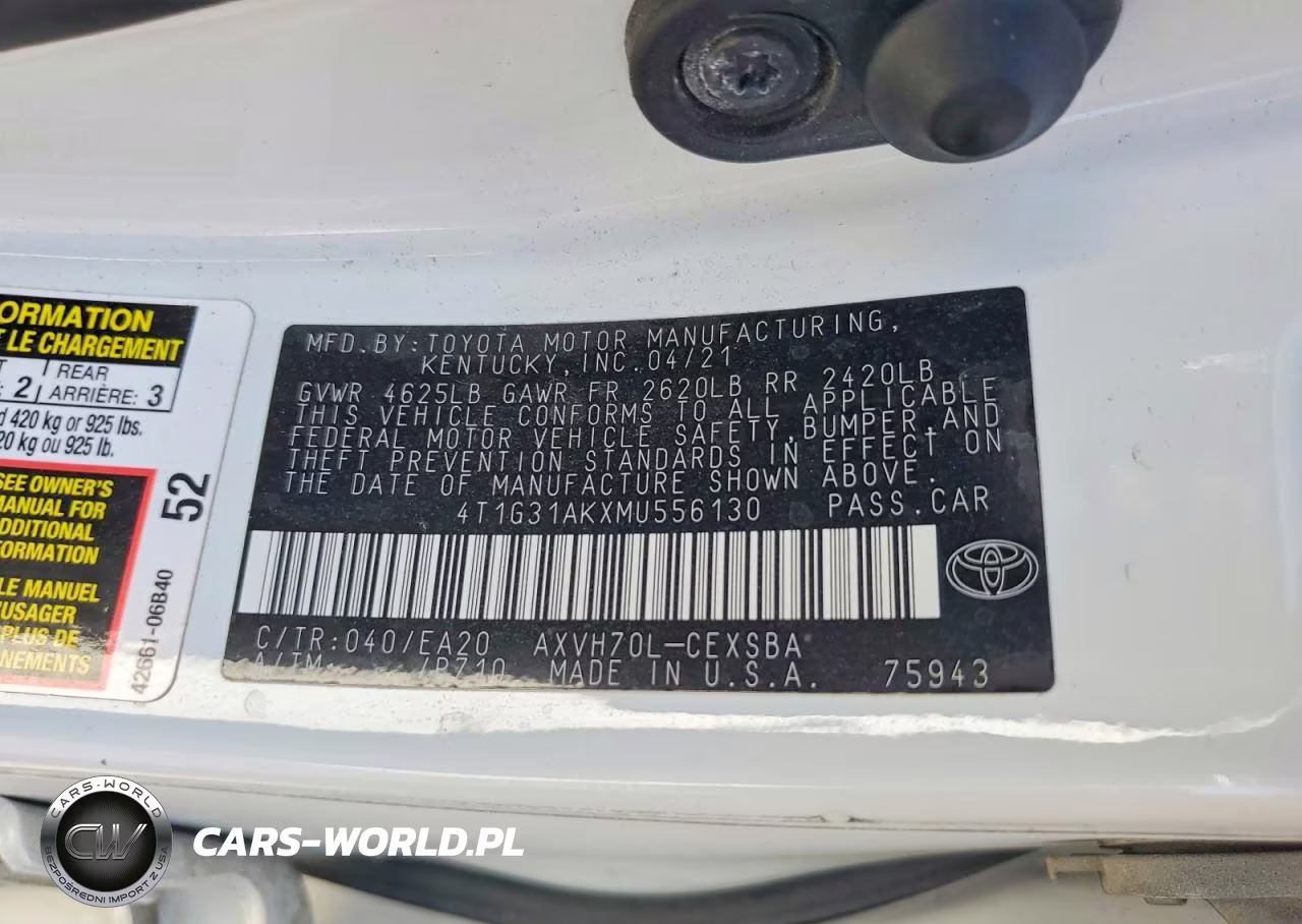 2021 Toyota Camry Se VIN:4T1G31AKXMU556130 - 12