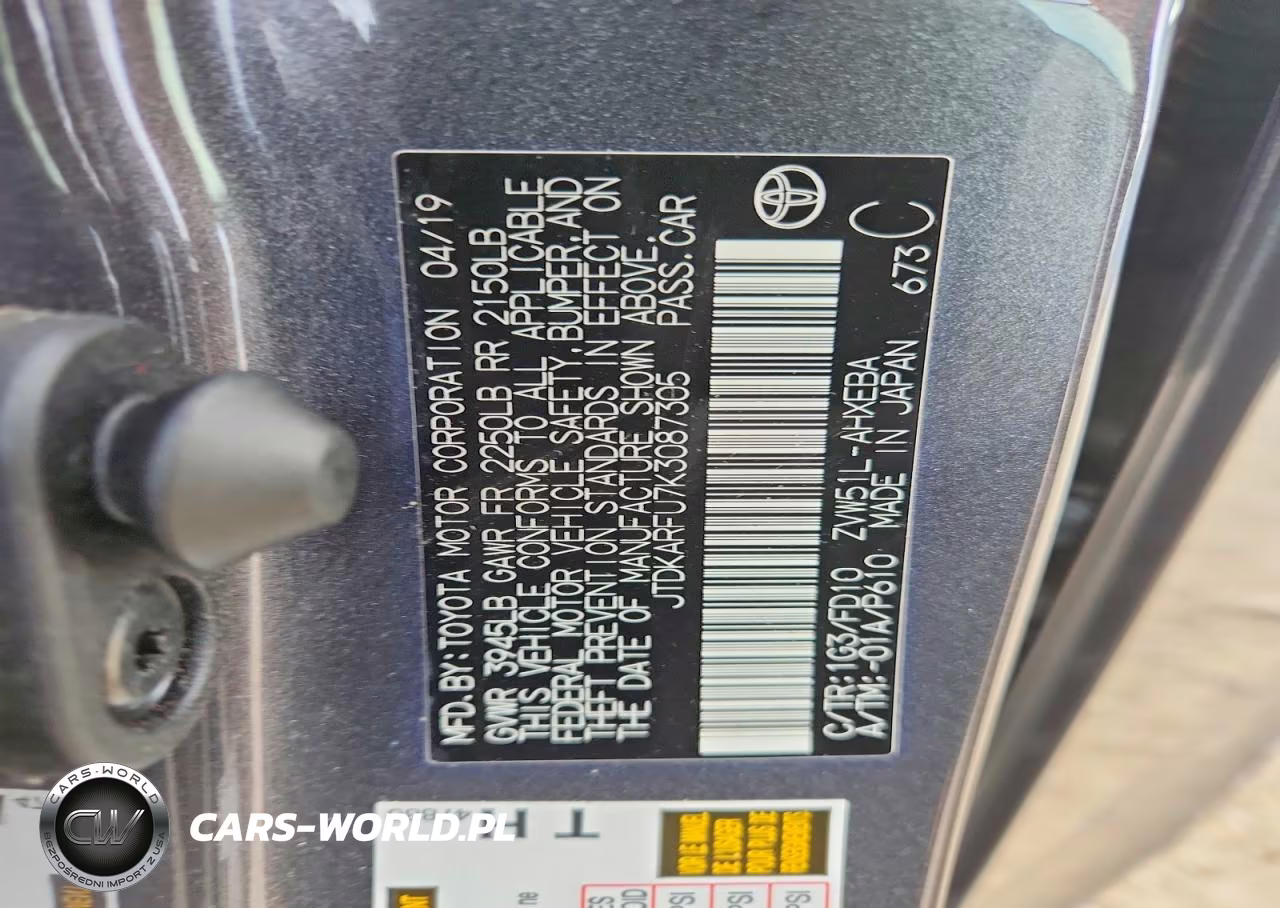 2019 Toyota Prius Le VIN:JTDKARFU7K3087305 - 13