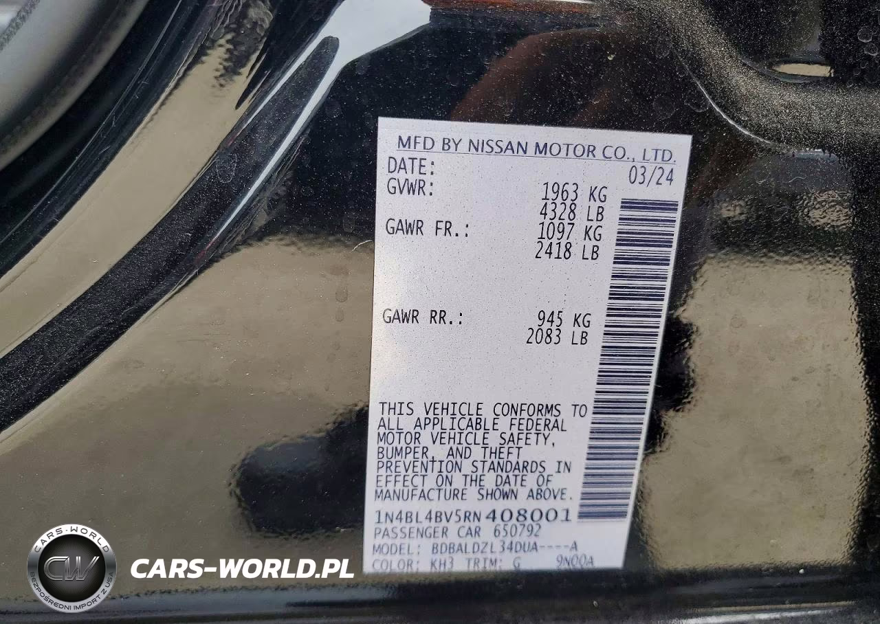 2024 Nissan Altima S VIN:1N4BL4BV5RN408001 - 12