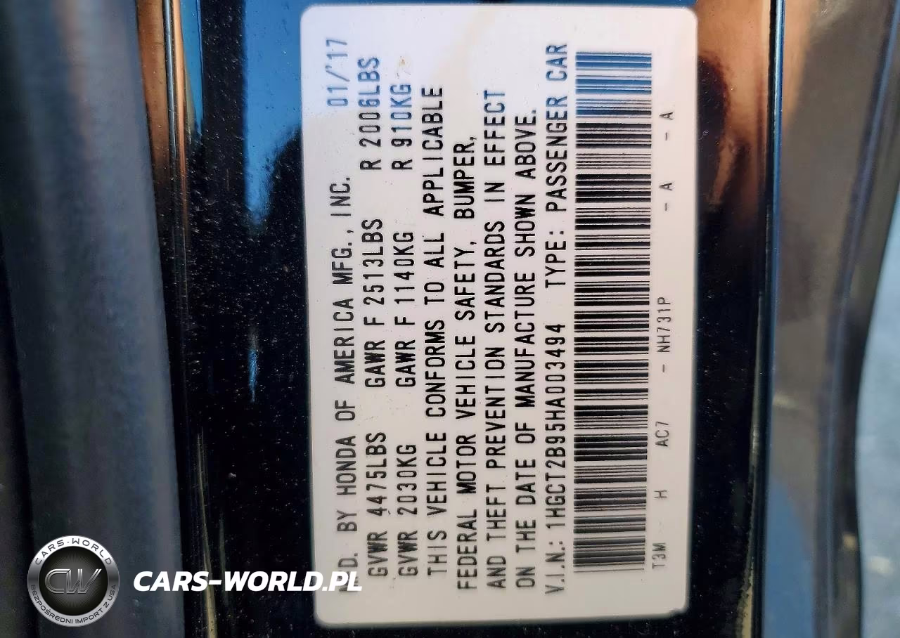 2017 Honda Accord Exl VIN:1HGCT2B95HA003494 - 13