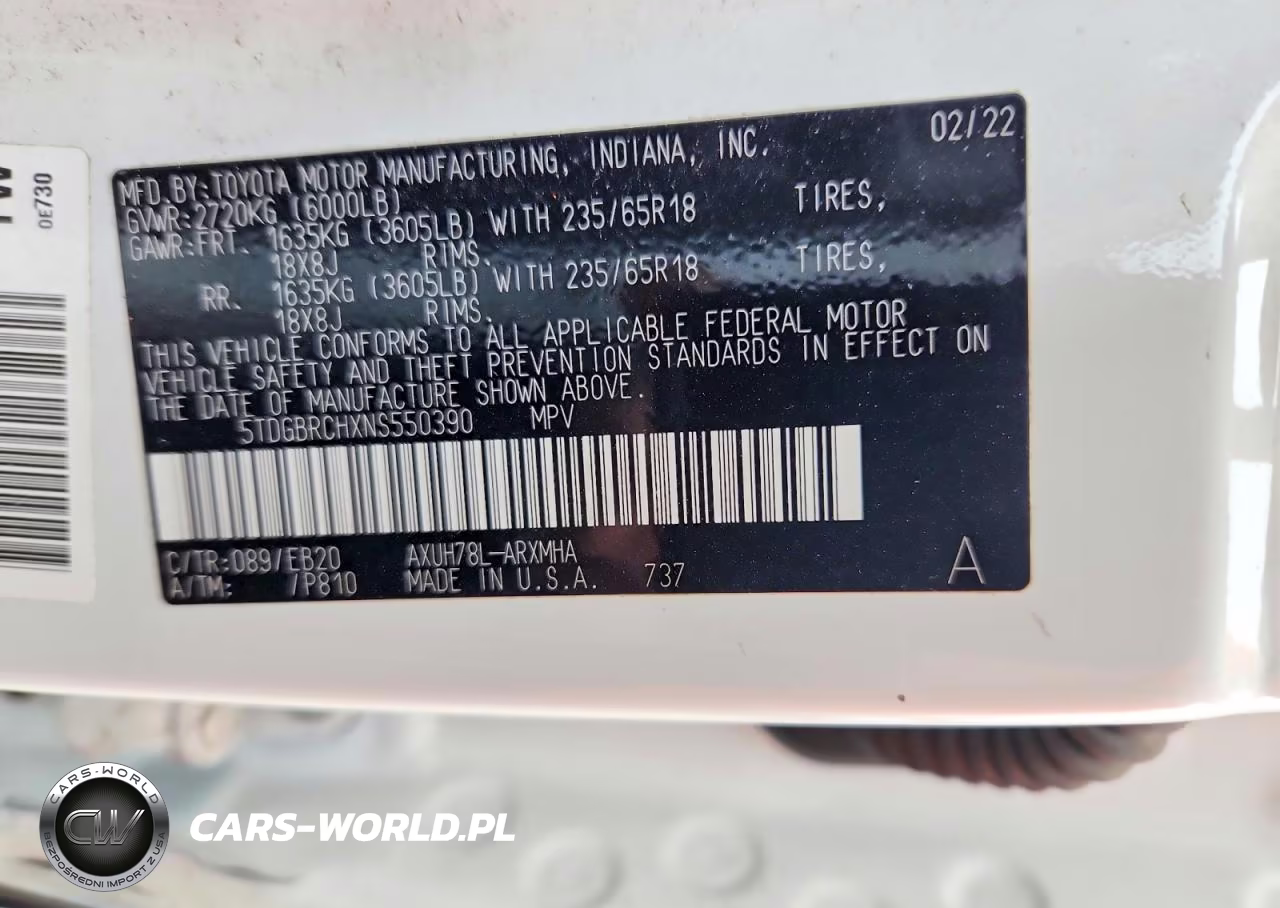 2022 Toyota Highlander Hybrid Xle VIN:5TDGBRCHXNS550390 - 13