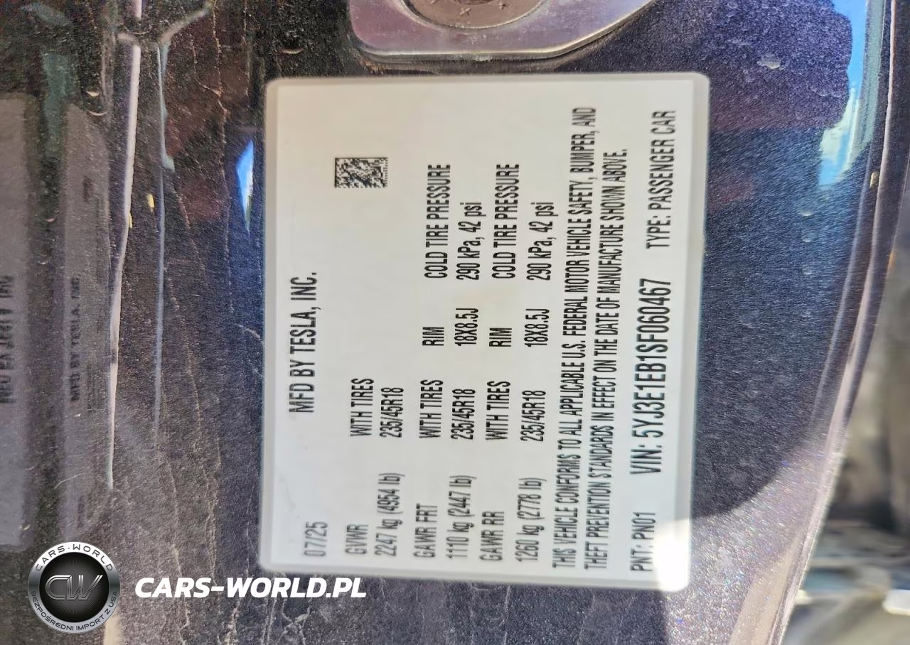 2025 Tesla Model 3 VIN:5YJ3E1EB1SF060467 - 13