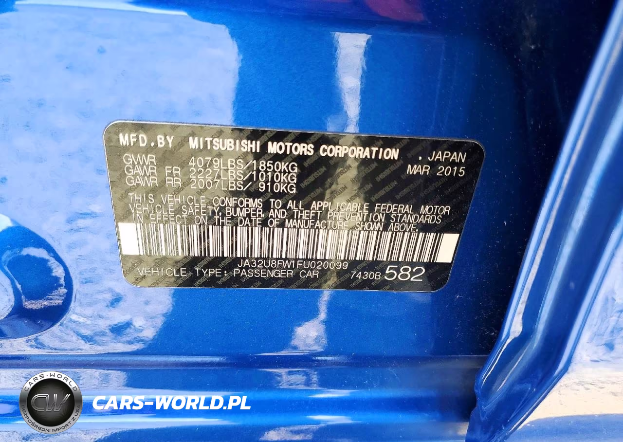 2015 Mitsubishi Lancer Gt VIN:JA32U8FW1FU020099 - 13