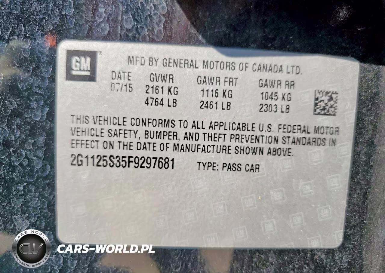 2015 Chevrolet Impala Lt VIN:2G1125S35F9297681 - 13