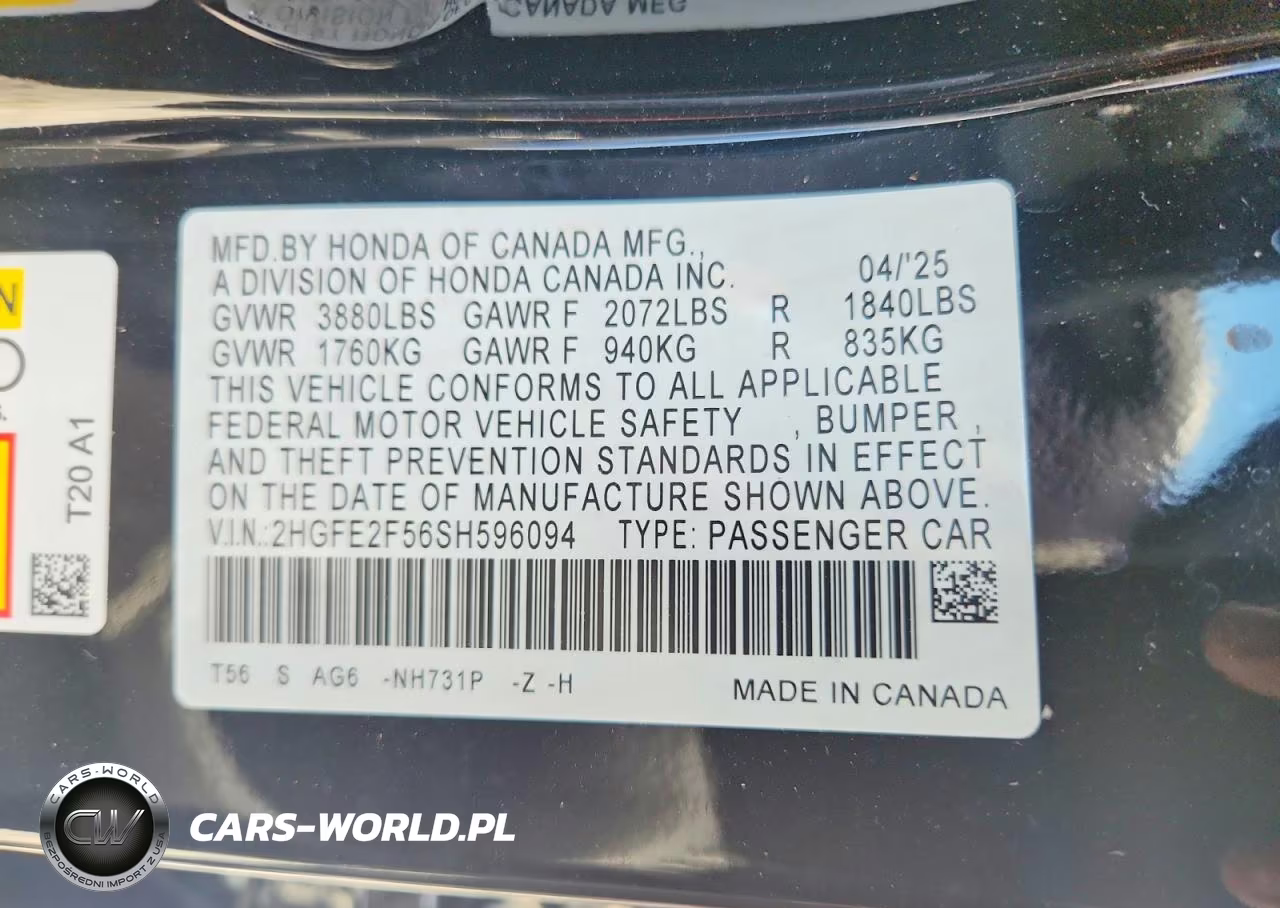 2025 Honda Civic Sport VIN:2HGFE2F56SH596094 - 12