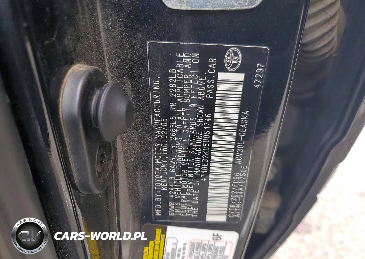 2005 Toyota Camry Se VIN:4T1BE32K05U051746 - 12