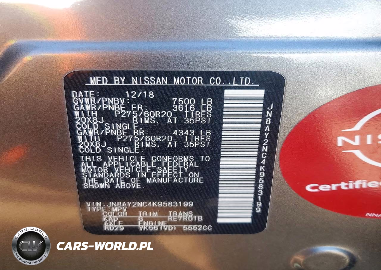 2019 Nissan Armada Sv VIN:JN8AY2NC4K9583199 - 12