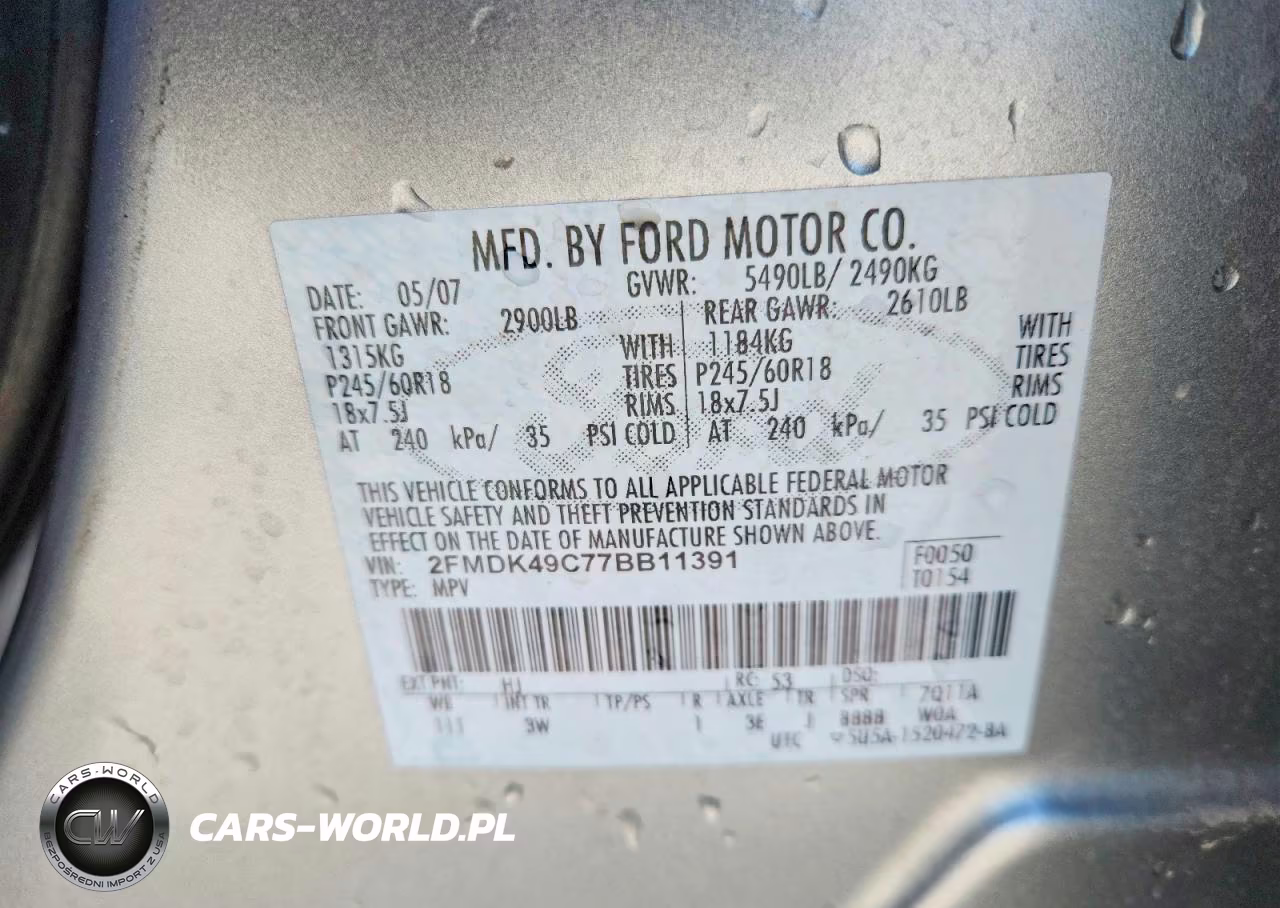 2007 Ford Edge Sel Plus VIN:2FMDK49C77BB11391 - 13