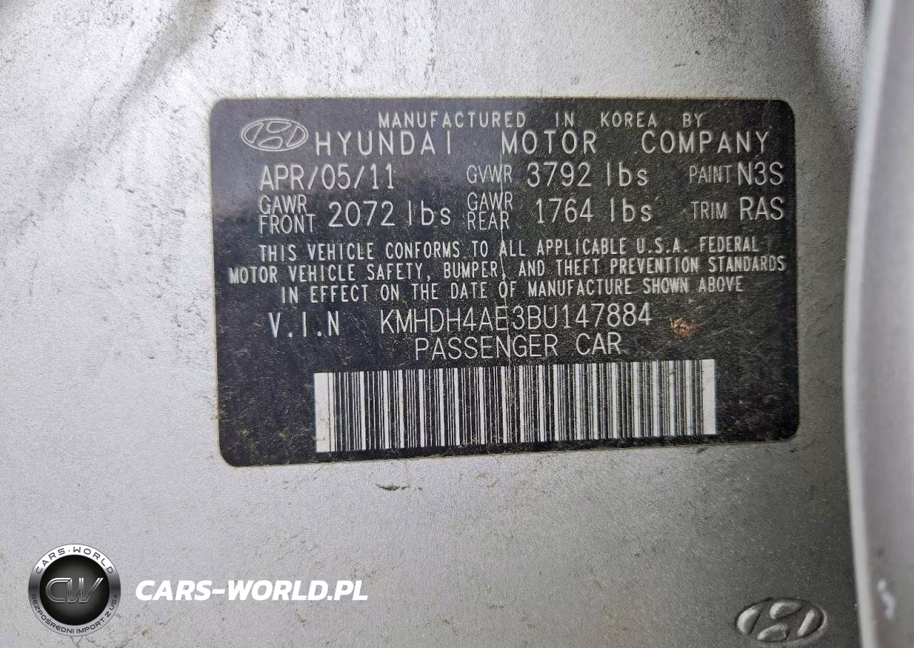 2011 Hyundai Elantra Gls VIN:KMHDH4AE3BU147884 - 12