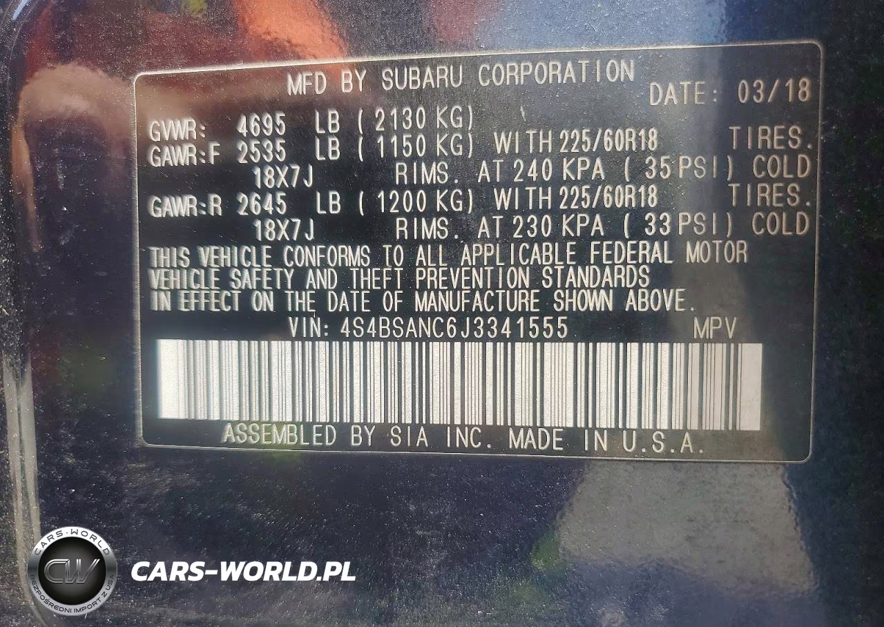 2018 Subaru Outback 2.5I Limited VIN:4S4BSANC6J3341555 - 12