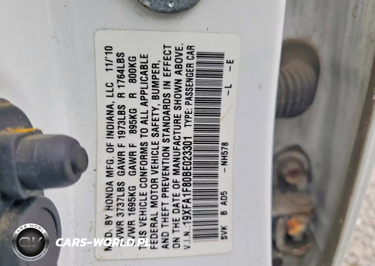2011 Honda Civic Ex VIN:19XFA1F80BE023301 - 12