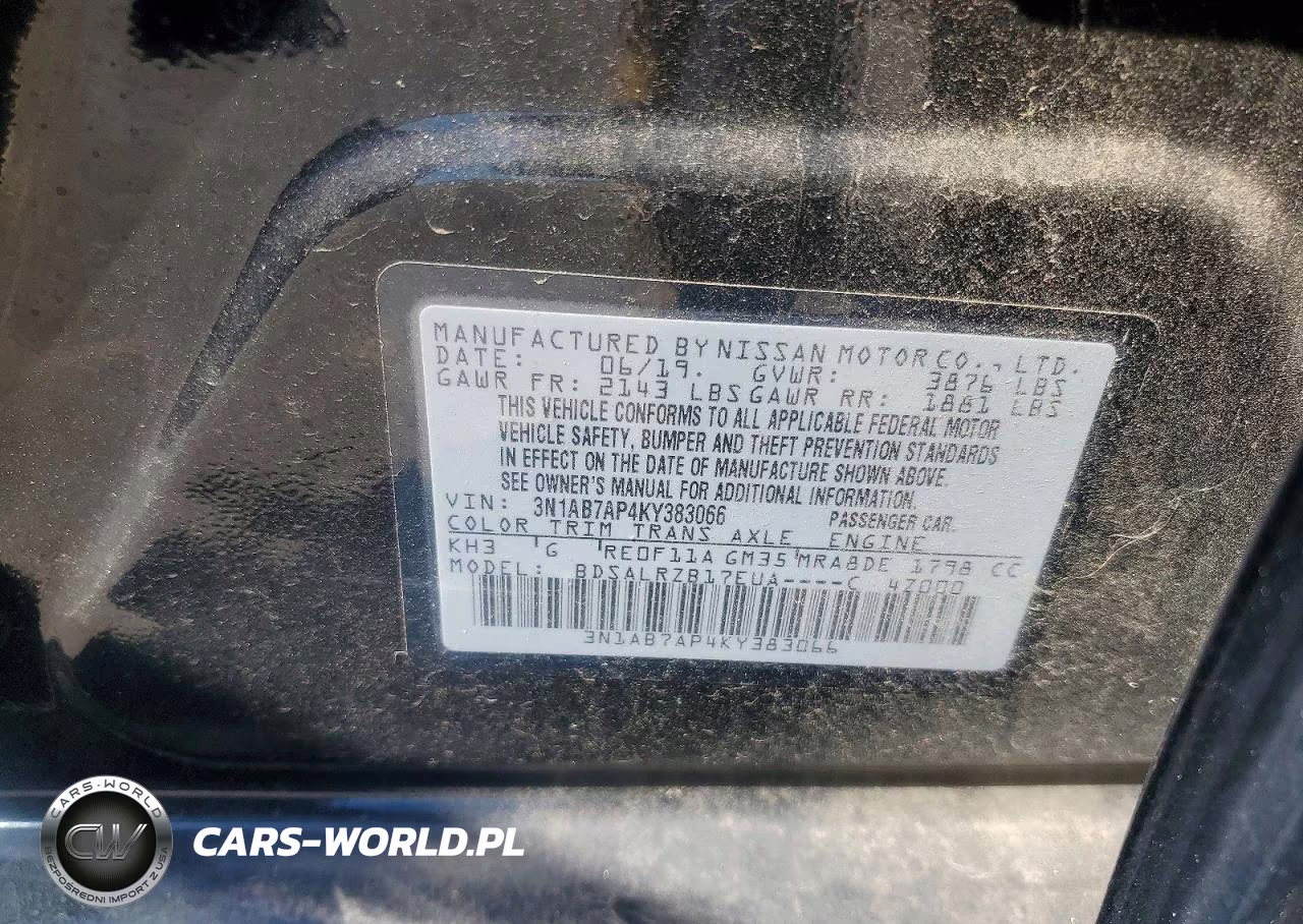 2019 Nissan Sentra Sr VIN:3N1AB7AP4KY383066 - 12