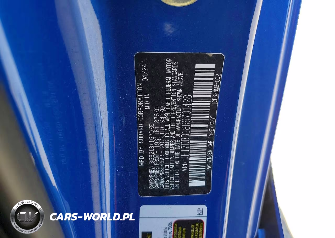 2024 Subaru Brz Premium VIN:JF1ZDBB18R9701428 - 12