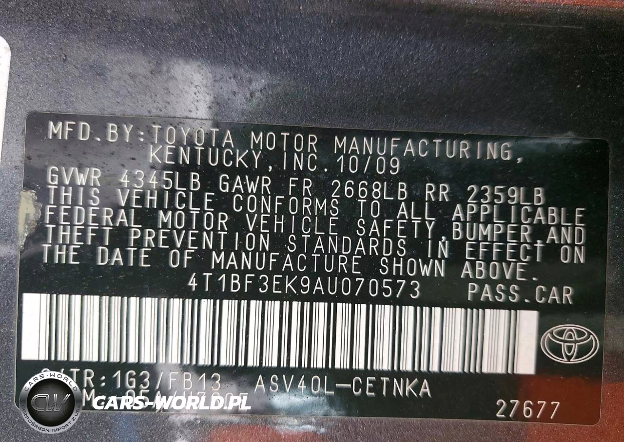 2010 Toyota Camry Le VIN:4T1BF3EK9AU070573 - 12