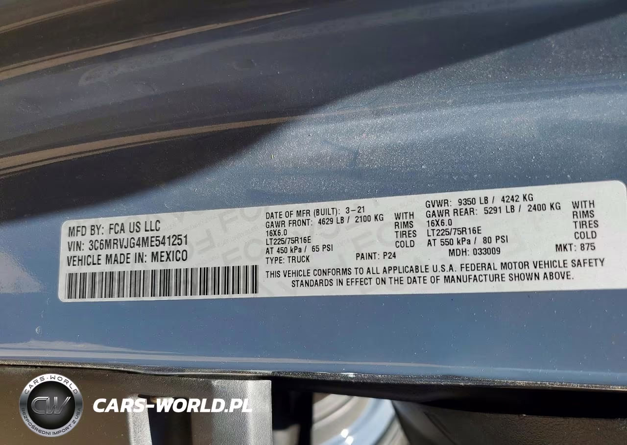 2021 Ram Promaster 3500 3500 High VIN:3C6MRVJG4ME541251 - 13