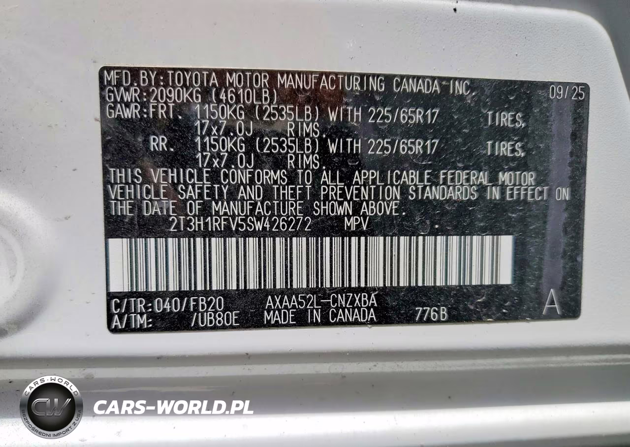 2025 Toyota Rav4 Le VIN:2T3H1RFV5SW426272 - 13