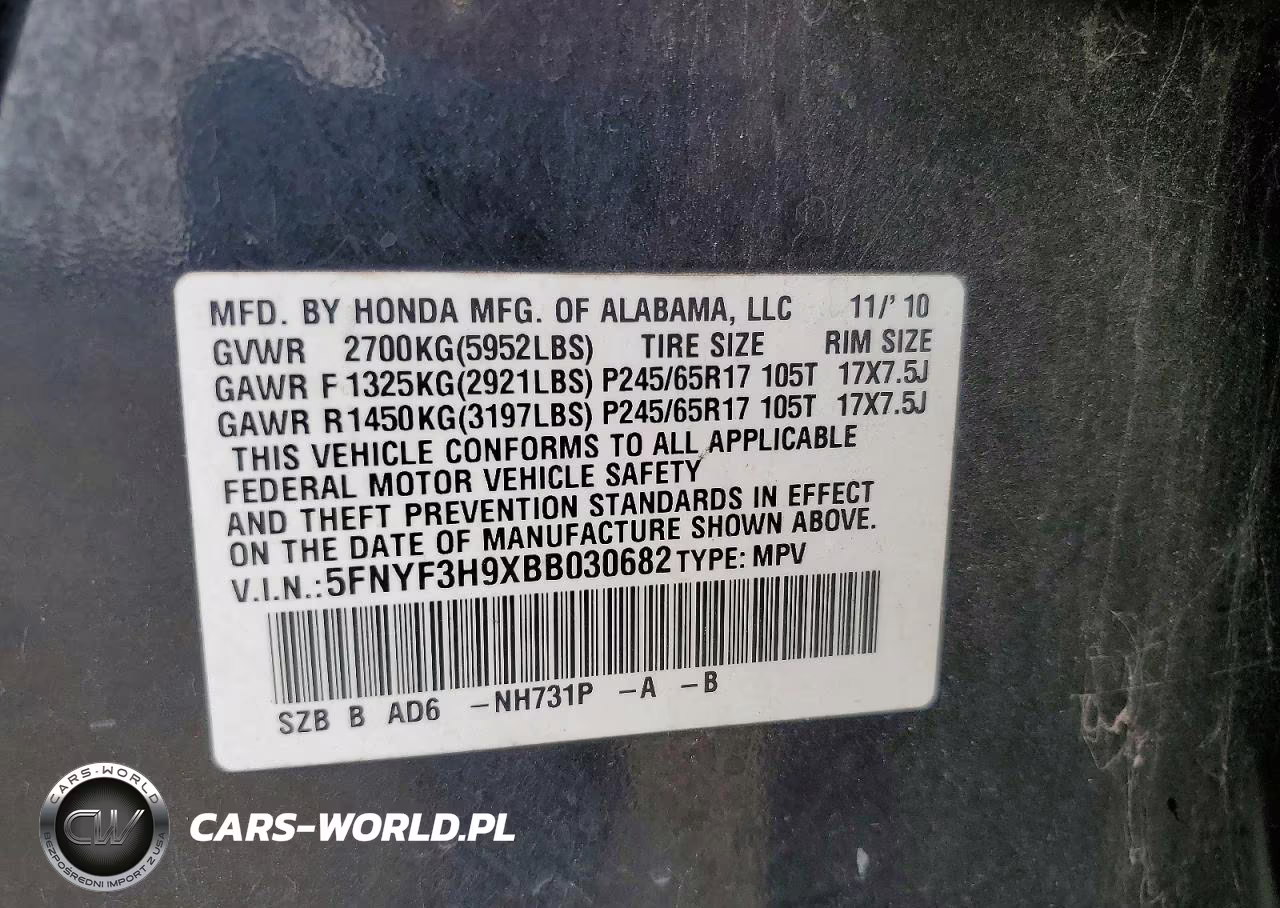 2011 Honda Pilot Touring VIN:5FNYF3H9XBB030682 - 13
