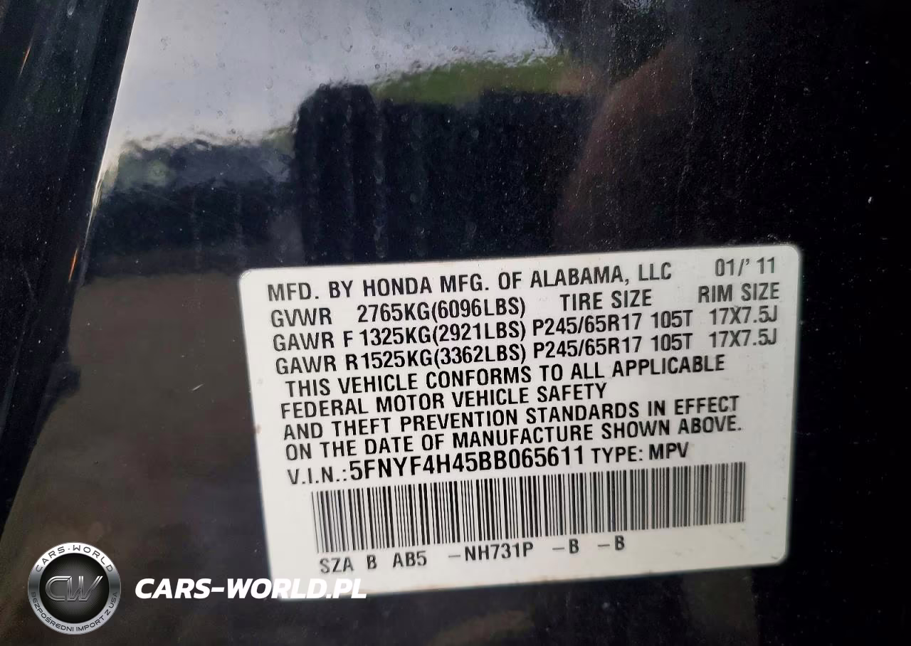 2011 Honda Pilot Ex VIN:5FNYF4H45BB065611 - 13