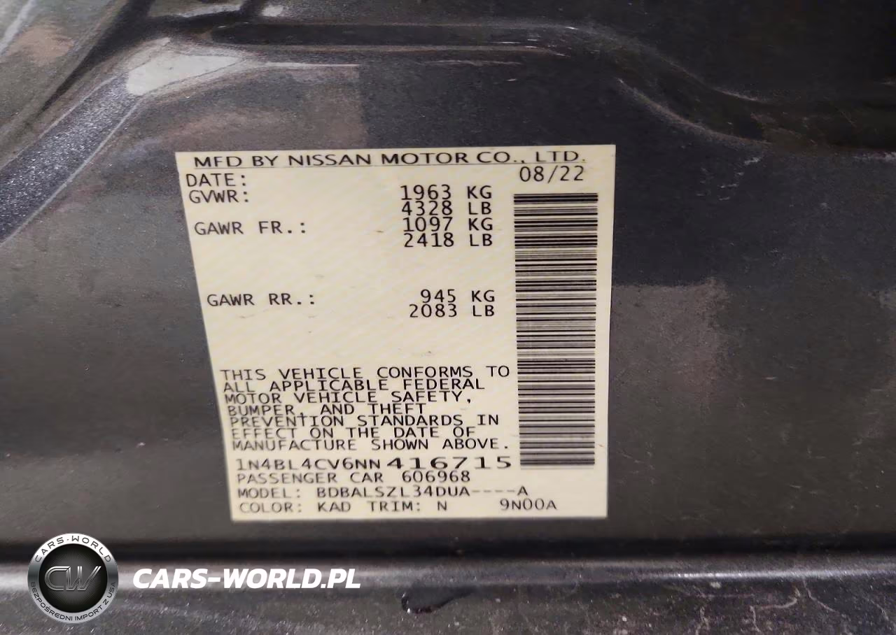 2022 Nissan Altima Sr VIN:1N4BL4CV6NN416715 - 12