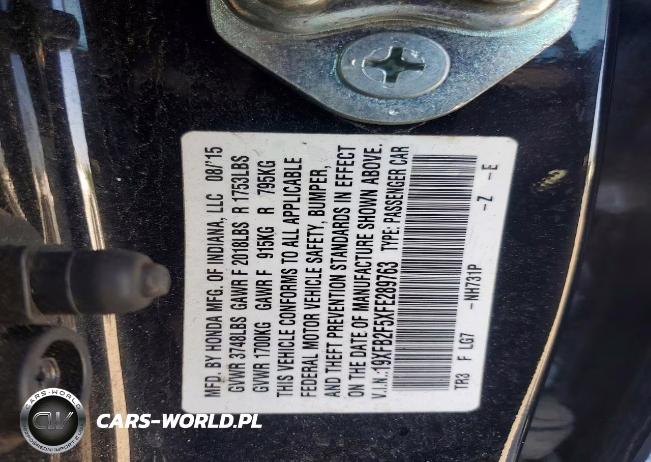 2015 Honda Civic Lx VIN:19XFB2F5XFE289763 - 12