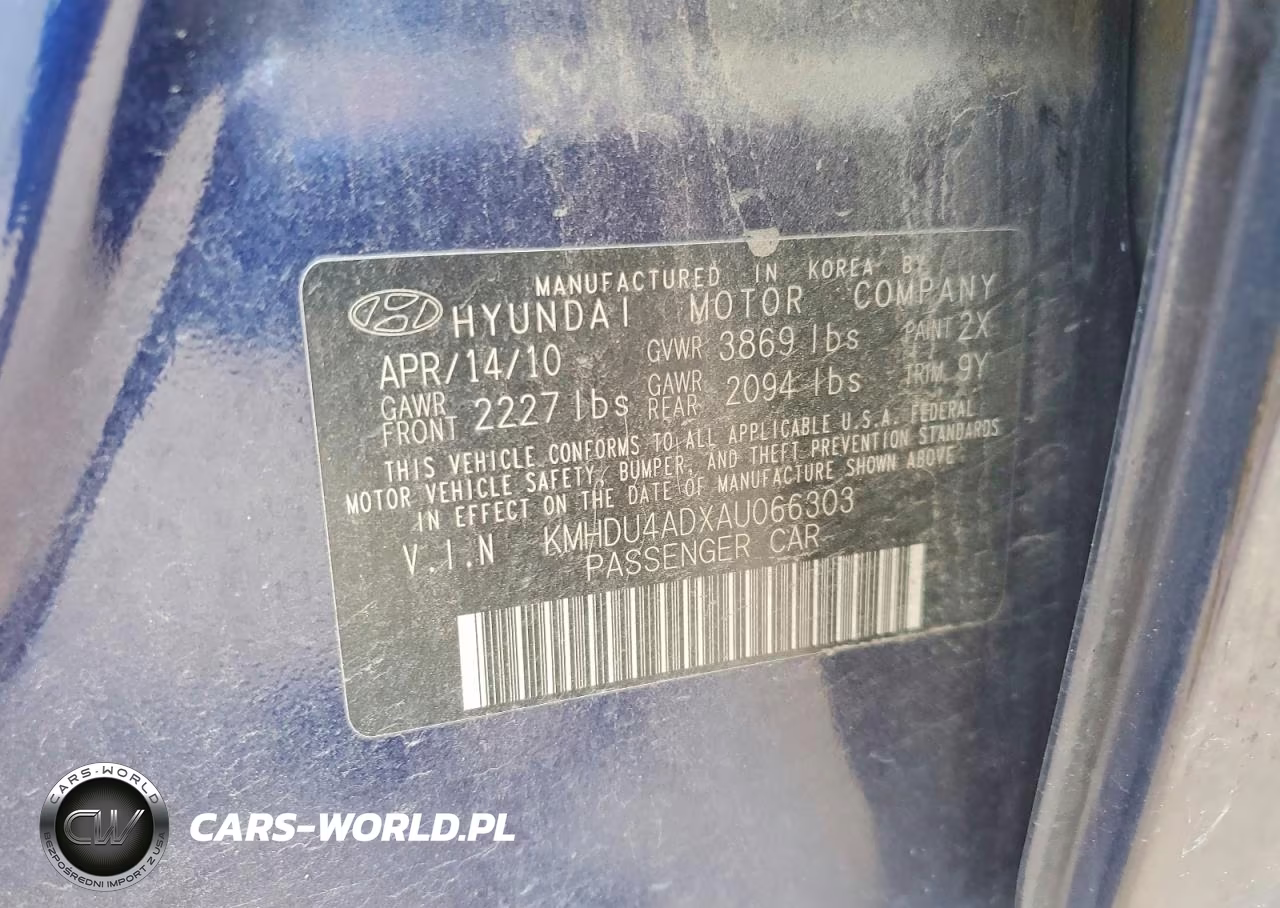 2010 Hyundai Elantra Gls VIN:KMHDU4ADXAU066303 - 12