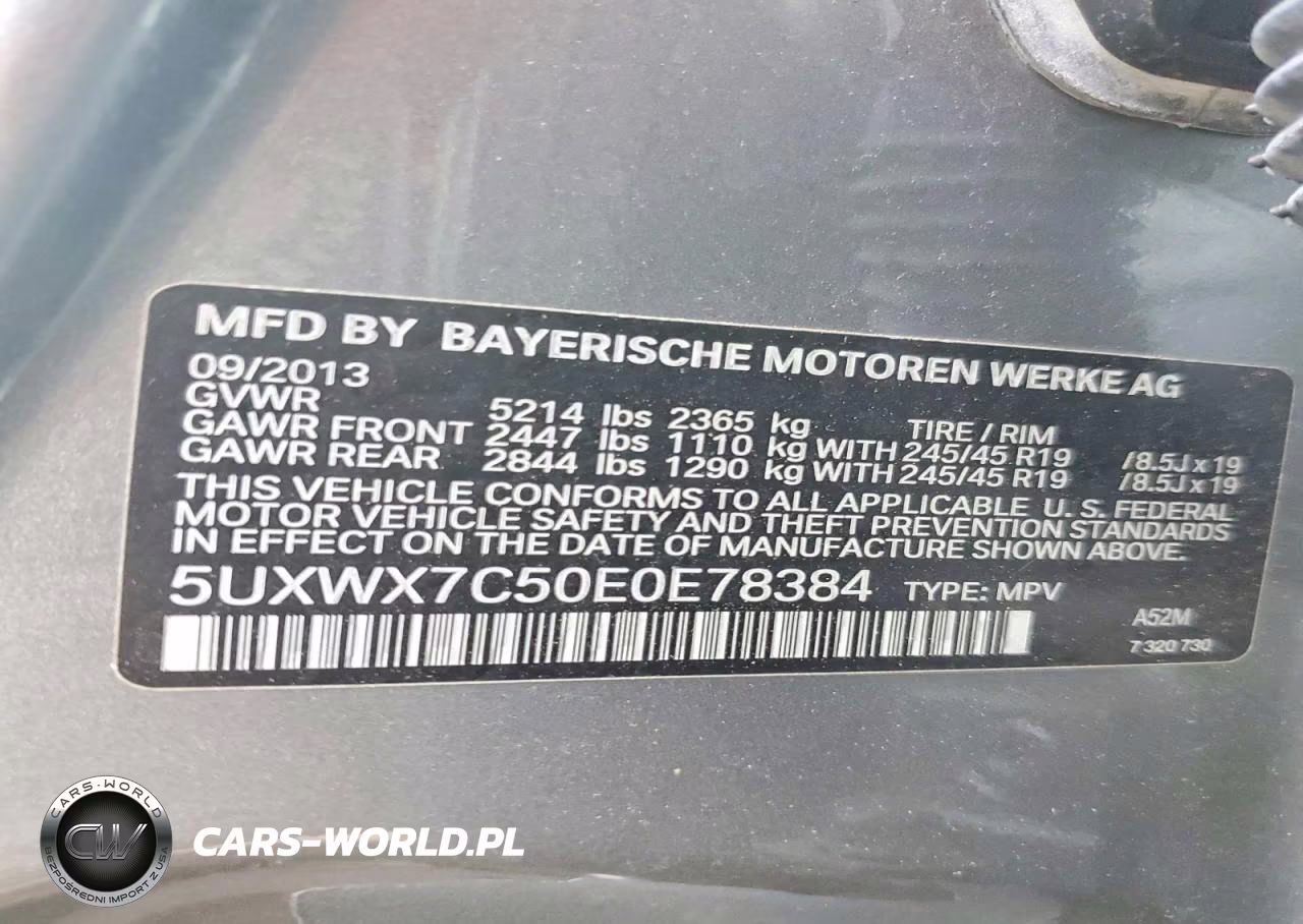 2014 BMW X3 xDrive35I VIN:5UXWX7C50E0E78384 - 13
