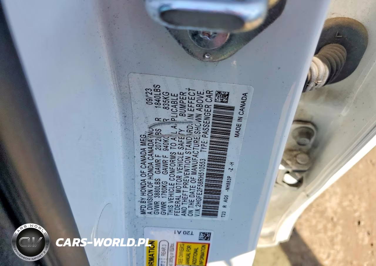 2024 Honda Civic Sport VIN:2HGFE2F58RH510553 - 12