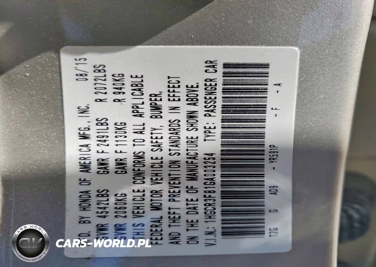 2016 Honda Accord Exl VIN:1HGCR3F81GA003254 - 12