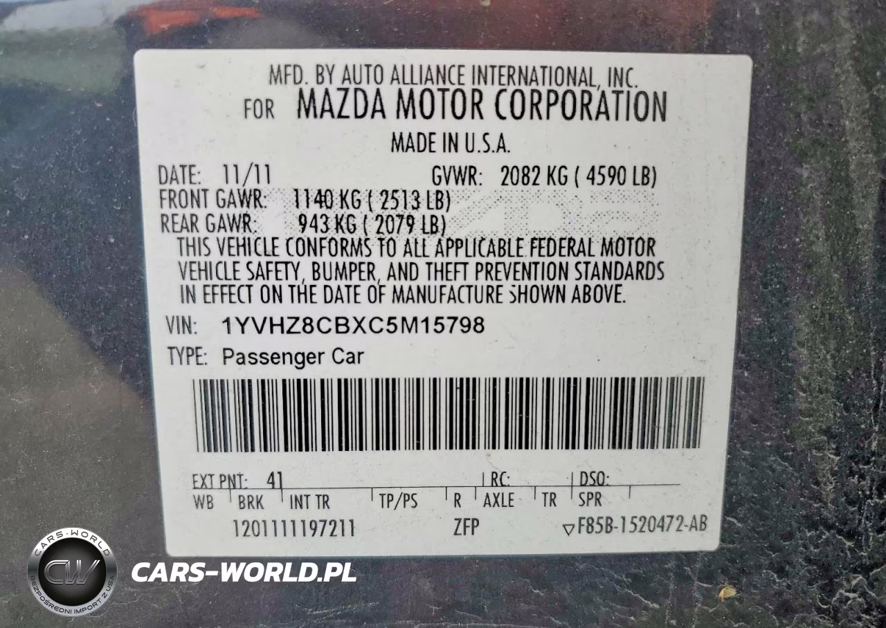 2012 Mazda 6 S VIN:1YVHZ8CBXC5M15798 - 12