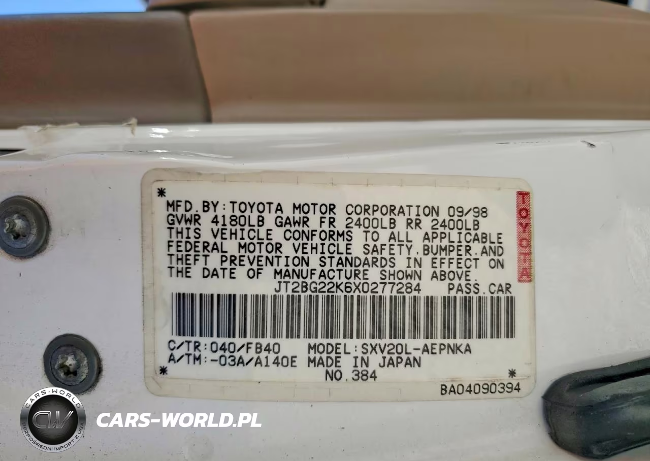 1999 Toyota Camry Le VIN:JT2BG22K6X0277284 - 12