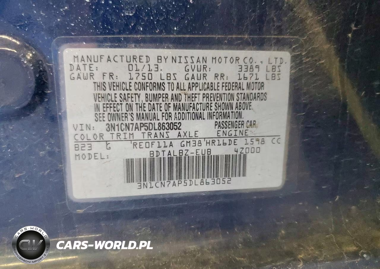 2013 Nissan Versa 1.6 S VIN:3N1CN7AP5DL863052 - 13