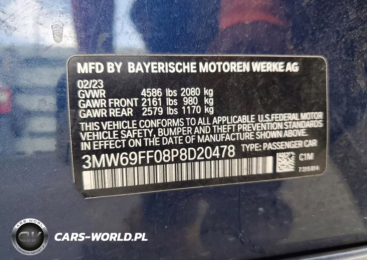 2023 BMW 330I VIN:3MW69FF08P8D20478 - 12