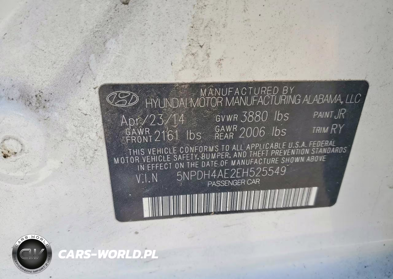 2014 Hyundai Elantra Limited VIN:5NPDH4AE2EH525549 - 12