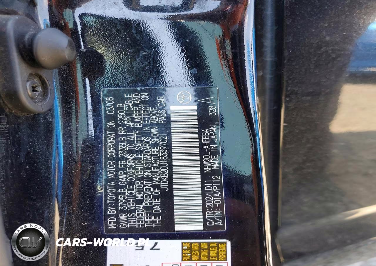 2008 Toyota Prius Base VIN:JTDKB20U183397021 - 12