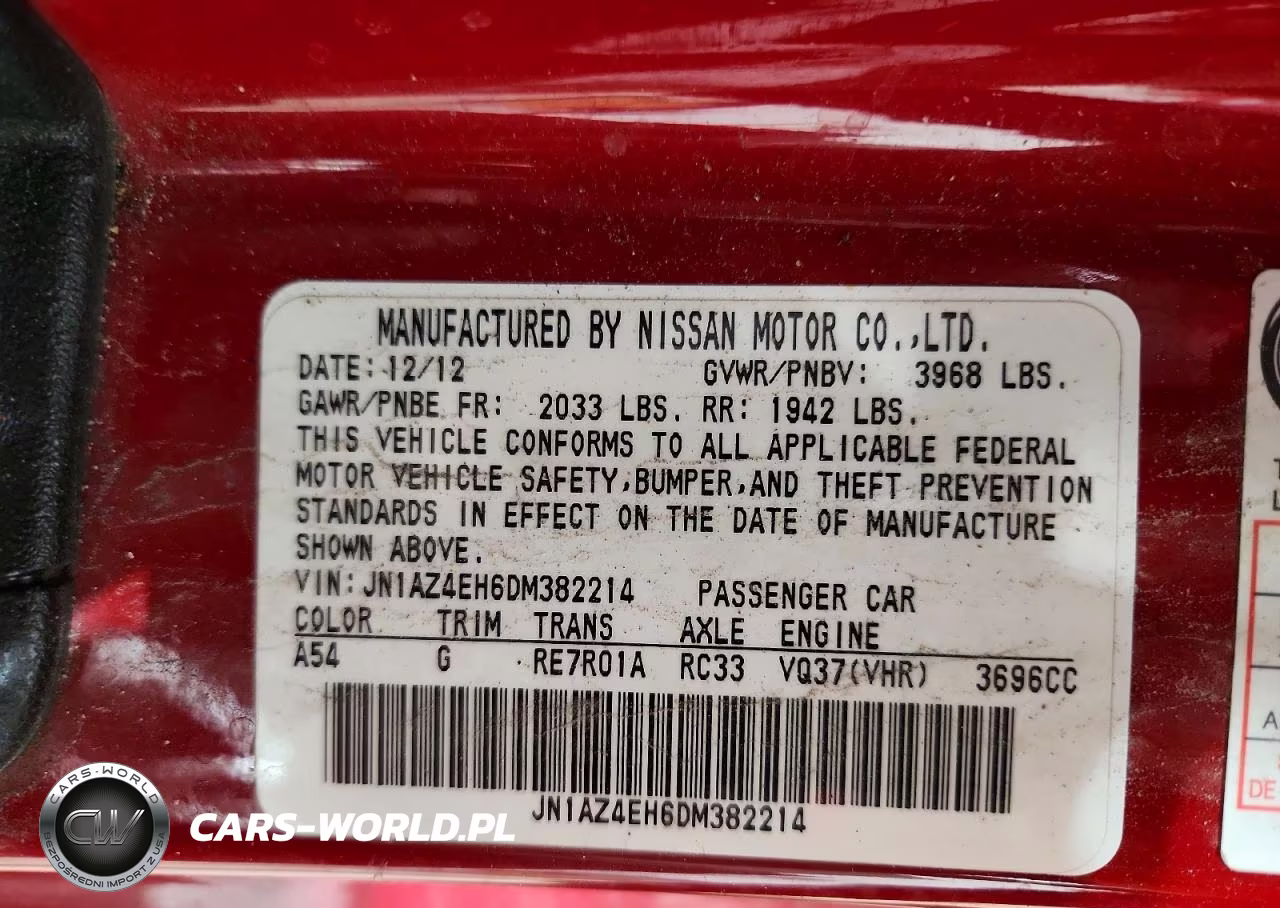 2013 Nissan 370Z Base VIN:JN1AZ4EH6DM382214 - 12