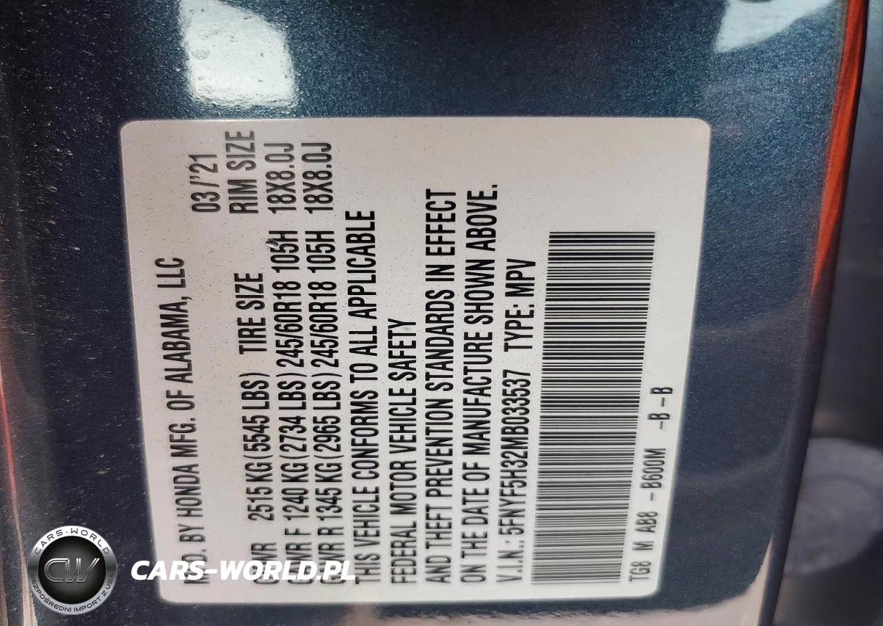 2021 Honda Pilot Ex VIN:5FNYF5H32MB033537 - 13