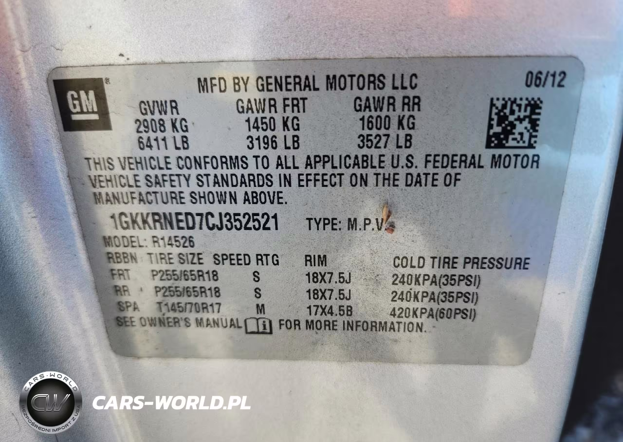 2012 GMC Acadia Sle VIN:1GKKRNED7CJ352521 - 14
