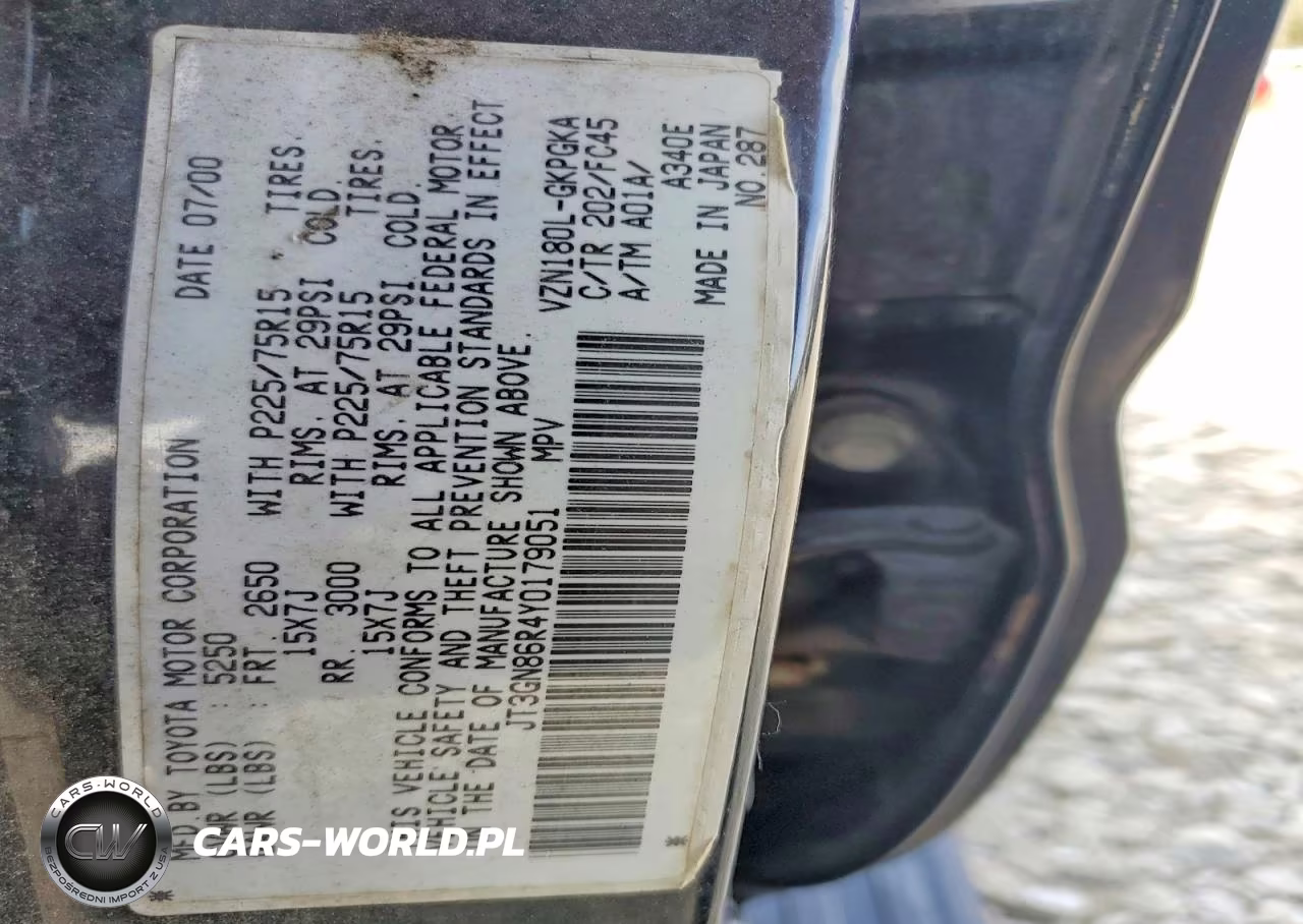2000 Toyota 4Runner Sr5 VIN:JT3GN86R4Y0179051 - 13