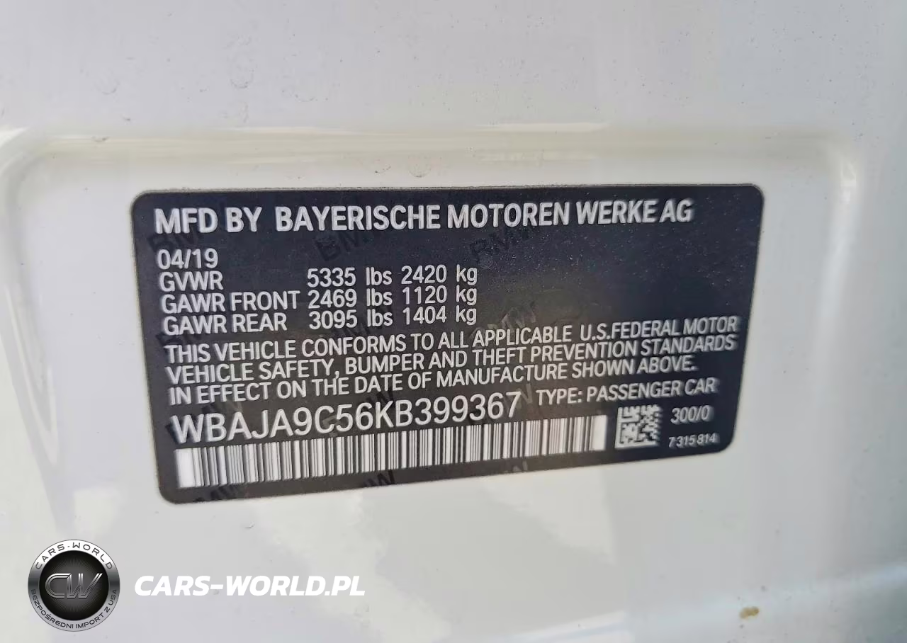 2019 BMW 530E VIN:WBAJA9C56KB399367 - 13