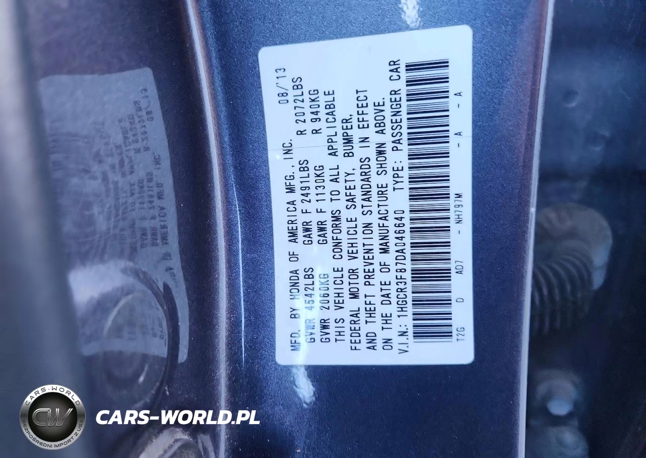 2013 Honda Accord Exl VIN:1HGCR3F87DA046640 - 12