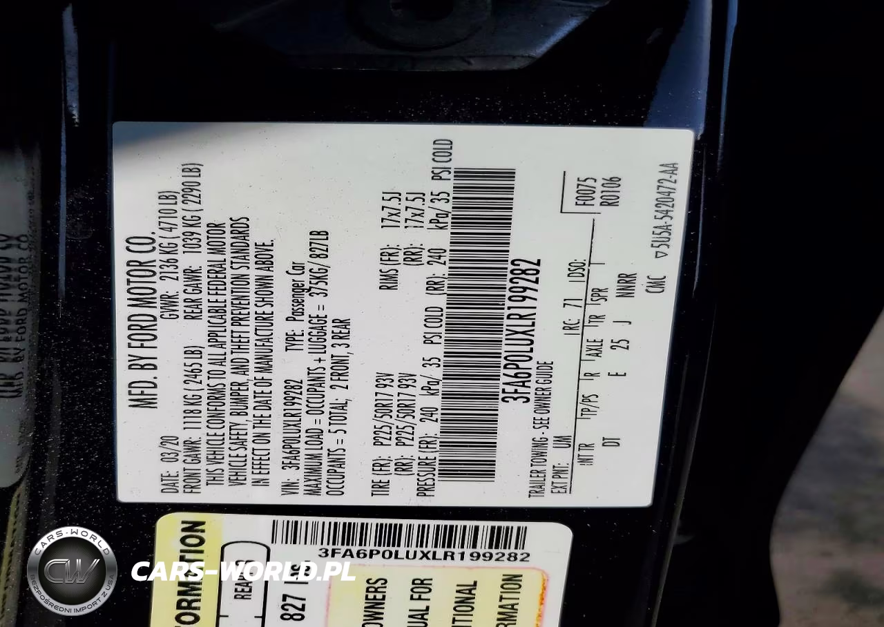 2020 Ford Fusion Se VIN:3FA6P0LUXLR199282 - 12