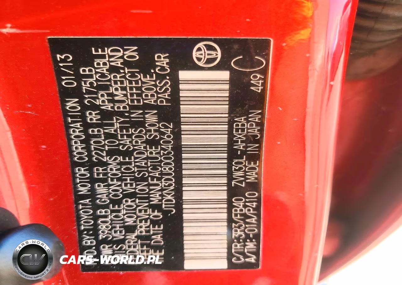 2013 Toyota Prius Two VIN:JTDKN3DU8D0340642 - 12