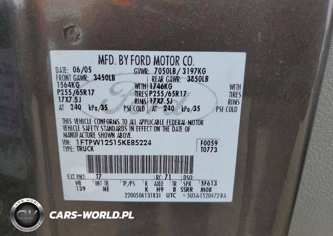 2005 Ford F150 Supercrew VIN:1FTPW12515KE85224 - 12