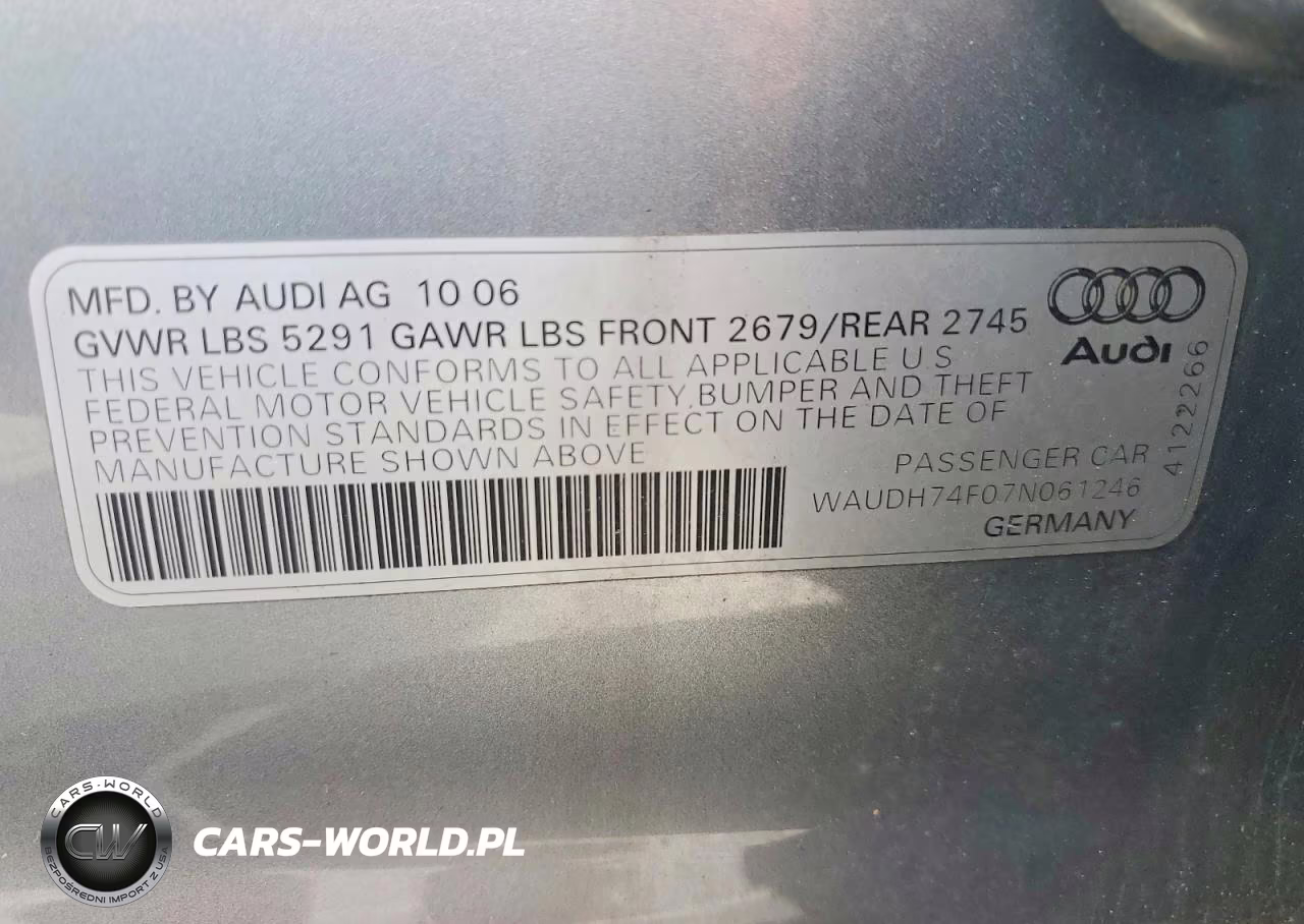 2007 Audi A6 3.2 Quattro VIN:WAUDH74F07N061246 - 12
