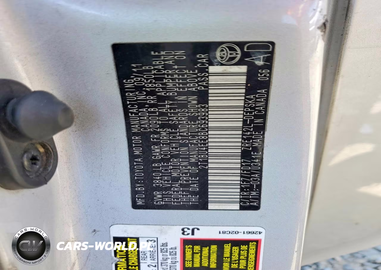 2011 Toyota Corolla S VIN:2T1BU4EE8BC693983 - 12