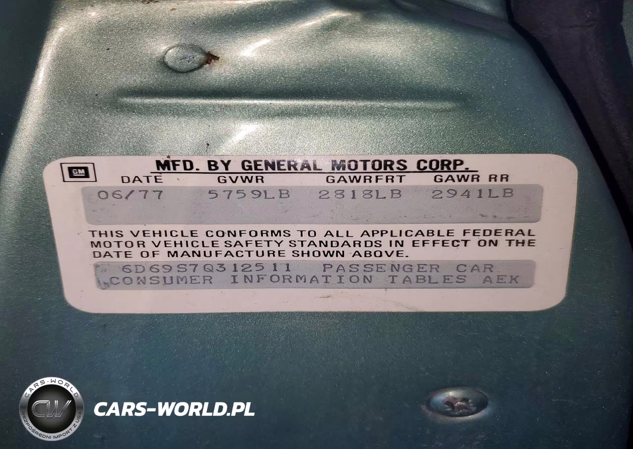 1977 Cadillac Deville VIN:6D69S7Q312511 - 12