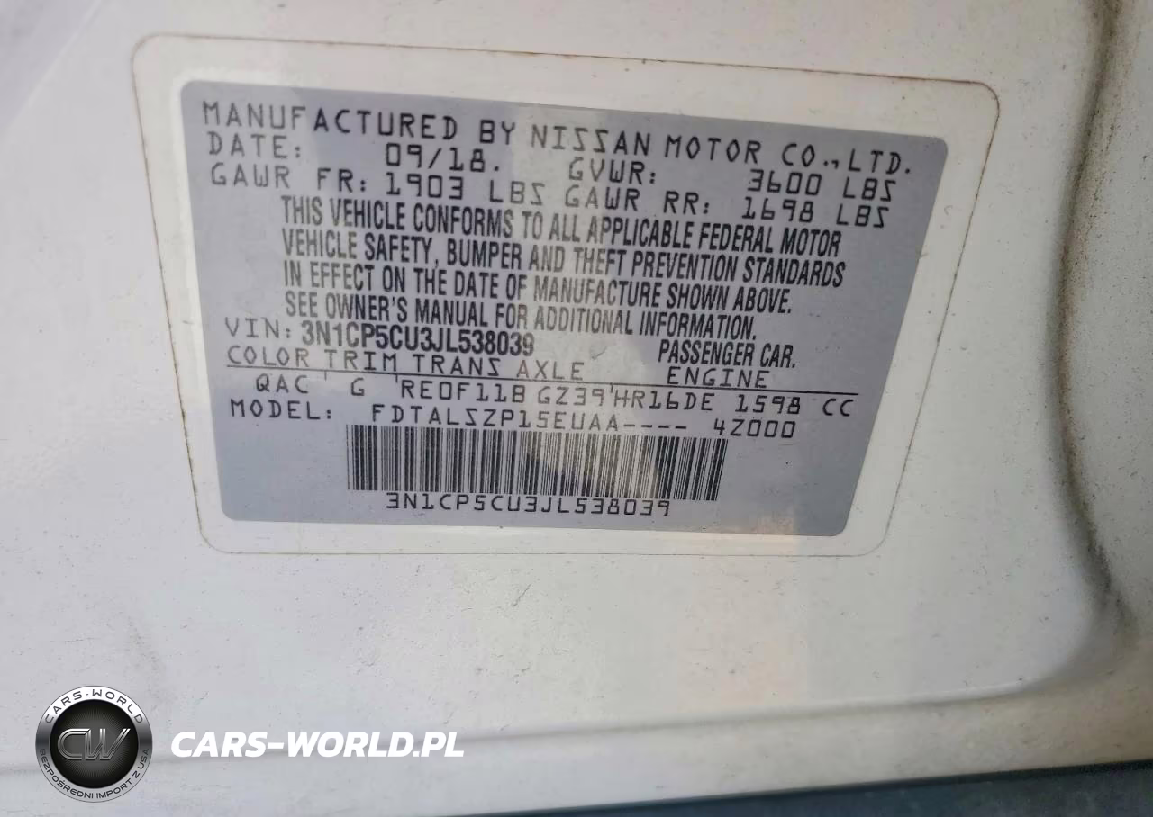 2018 Nissan Kicks Sv VIN:3N1CP5CU3JL538039 - 12