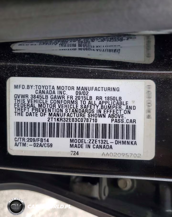2003 Toyota Matrix-Xr VIN:2T1KR32E83C078710 - 12